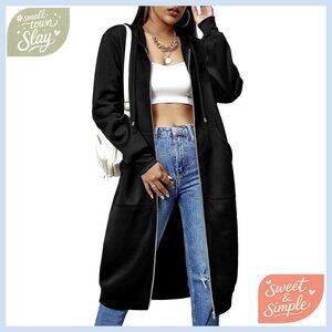 Oversized Fleece Hoodie Tunic Sweater Dress Zip Up Casual Loose Fit Long Sleeve